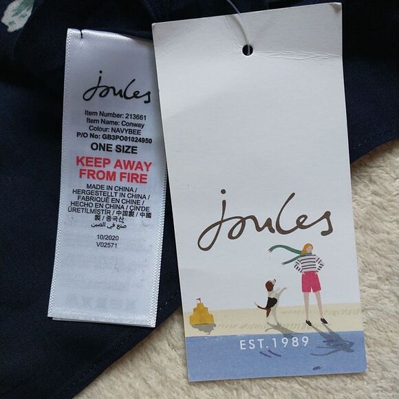 Joules Scarf Womens OS Navy Blue Bee L Lightweight Viscose Rectangle 25x78" New - Picture 7 of 9